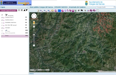Imagen del visor Localgis del censo oficial de caminos y fuentes públicas